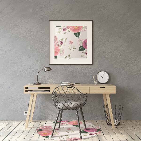 Tapis bureau Fleurs roses