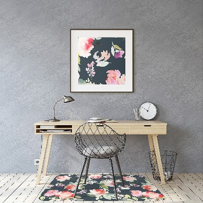 Tapis de chaise de bureau Fleurs peintes