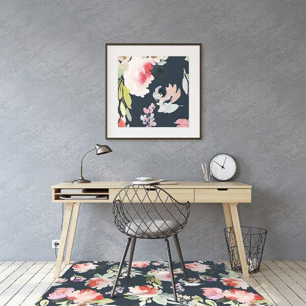 Tapis de chaise de bureau Fleurs peintes