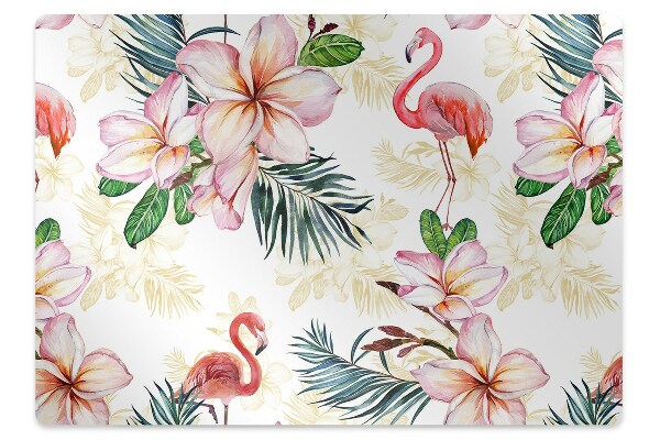 Tapis protection sol Flamingos en fleurs