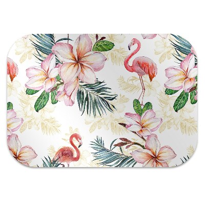 Tapis protection sol Flamingos en fleurs