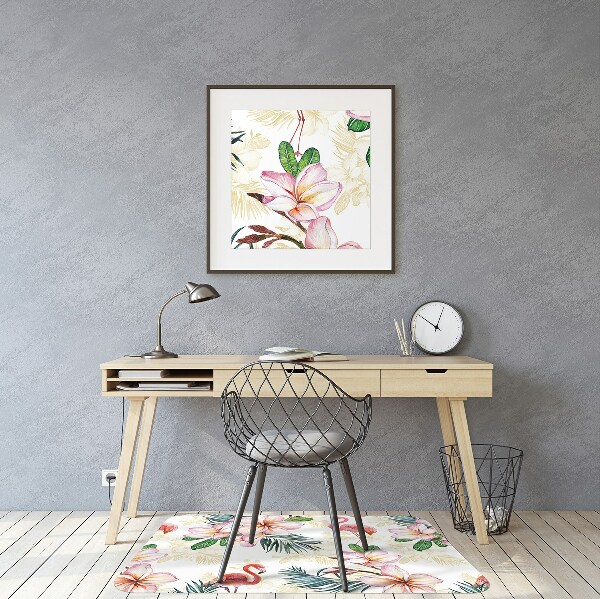 Tapis protection sol Flamingos en fleurs