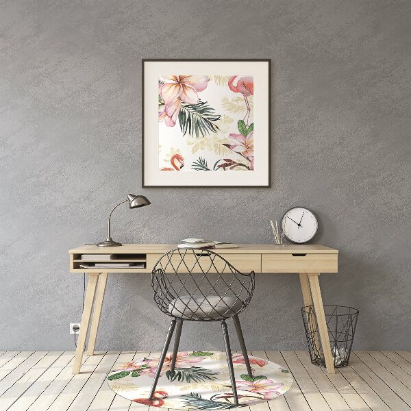 Tapis protection sol Flamingos en fleurs