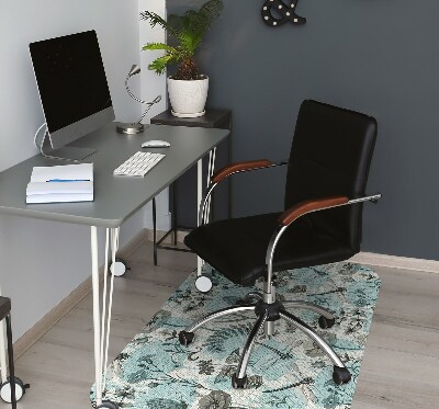 Tapis pour chaise de bureau Fleurs et libellule