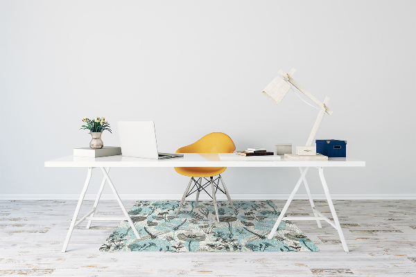 Tapis pour chaise de bureau Fleurs et libellule