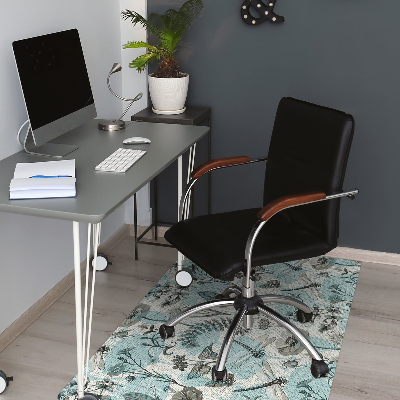 Tapis pour chaise de bureau Fleurs et libellule