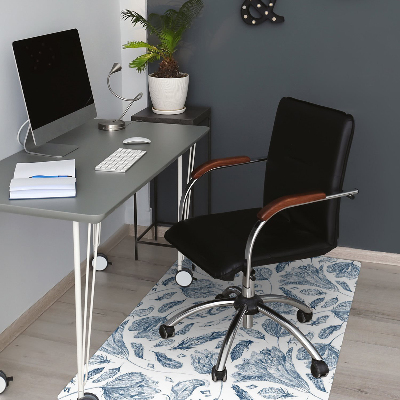 Tapis fauteuil bureau do biura Feuilles bleues