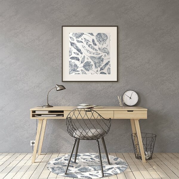 Tapis fauteuil bureau do biura Feuilles bleues