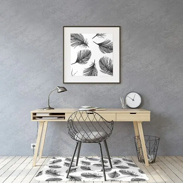 Tapis pour chaise de bureau Plumes dessinées
