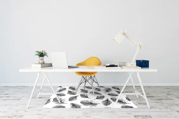 Tapis pour chaise de bureau Plumes dessinées