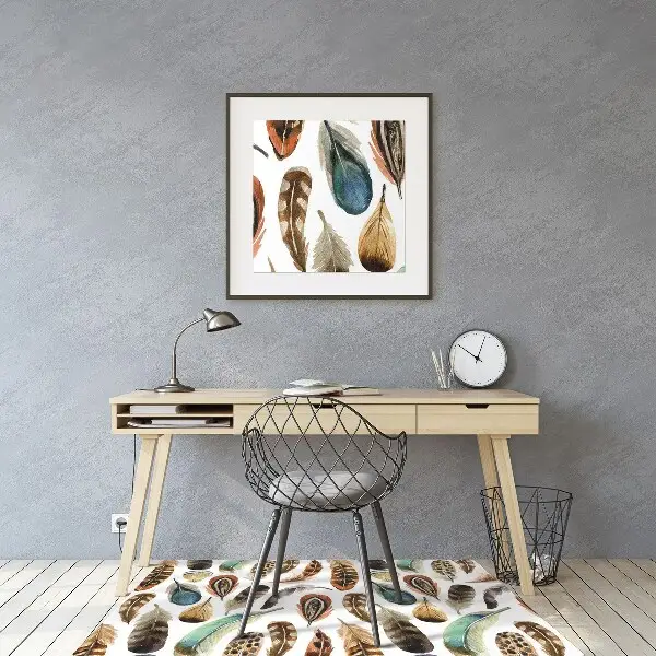 Tapis pour chaise de bureau Plumes aquarelles