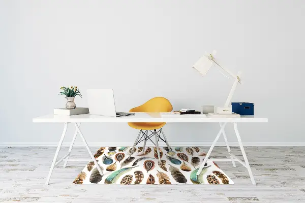 Tapis pour chaise de bureau Plumes aquarelles
