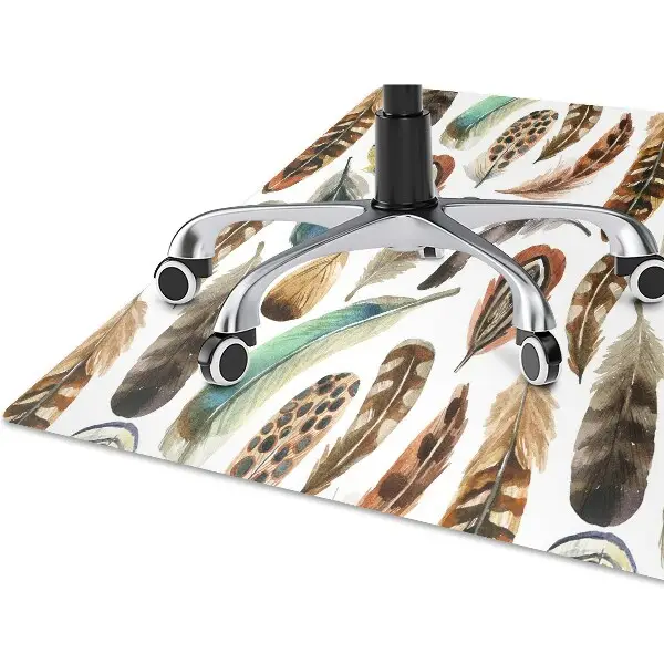 Tapis pour chaise de bureau Plumes aquarelles