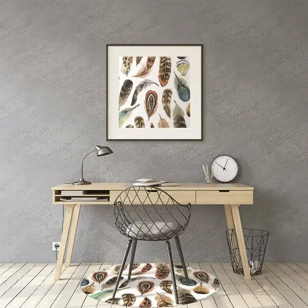 Tapis pour chaise de bureau Plumes aquarelles