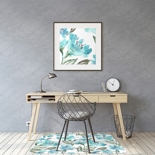 Tapis protège sol Fleurs turquoises