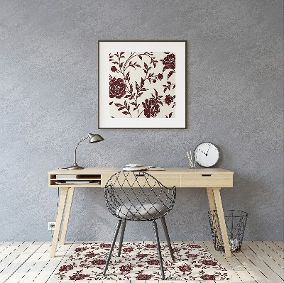 Tapis pour chaise de bureau Fleurs bourgogne