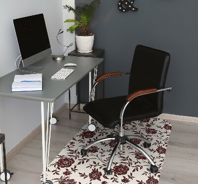 Tapis pour chaise de bureau Fleurs bourgogne