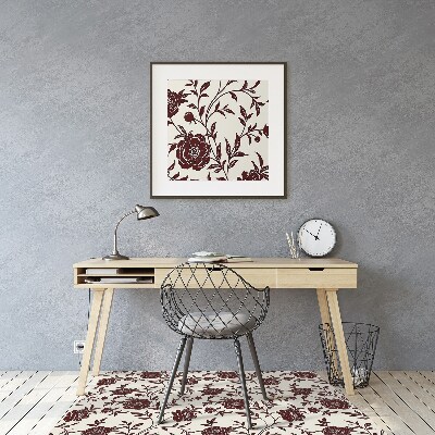 Tapis pour chaise de bureau Fleurs bourgogne