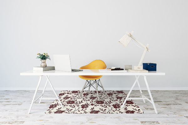 Tapis pour chaise de bureau Fleurs bourgogne