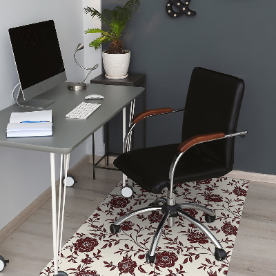 Tapis pour chaise de bureau Fleurs bourgogne