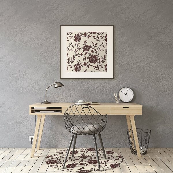Tapis pour chaise de bureau Fleurs bourgogne