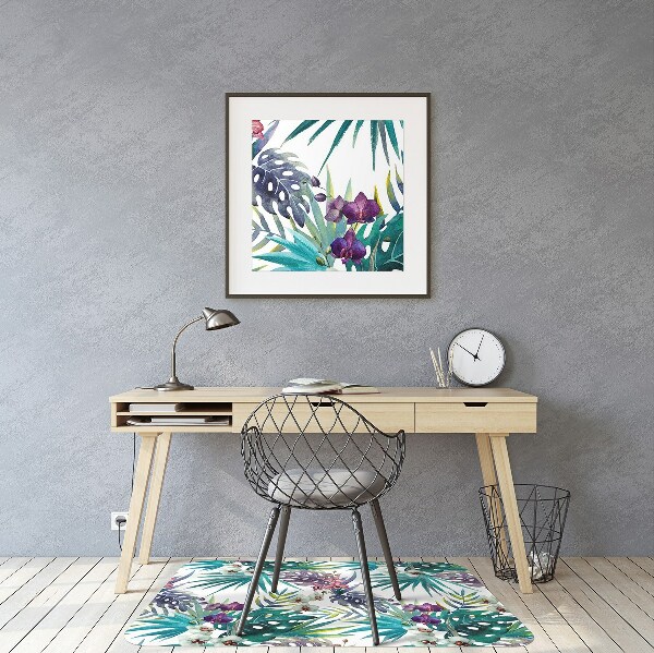 Tapis fauteuil bureau do biura Feuilles tropicales