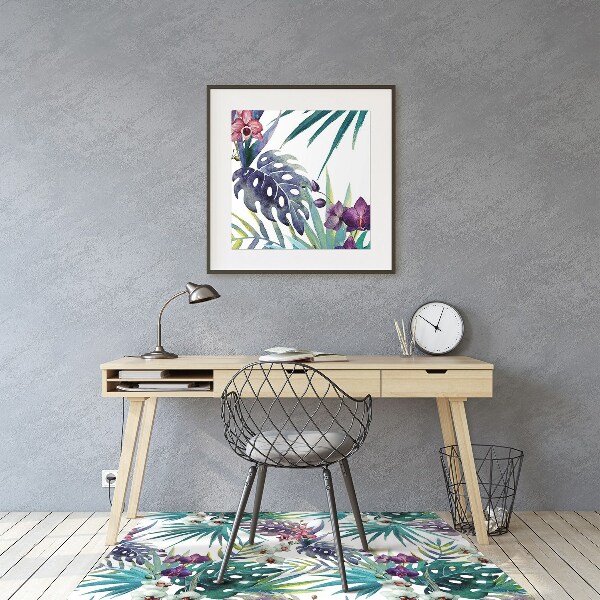 Tapis fauteuil bureau do biura Feuilles tropicales