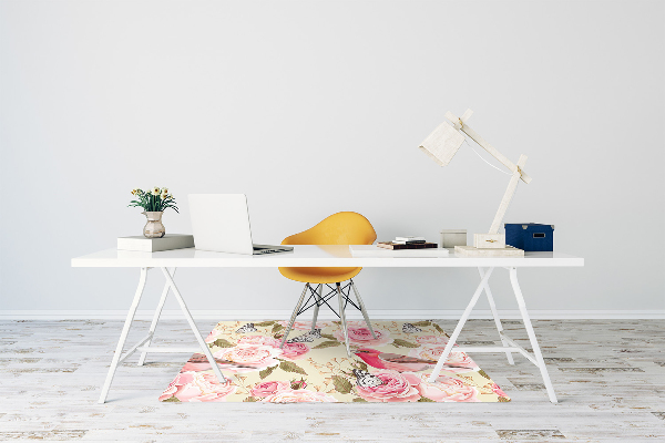 Tapis protection sol Oiseaux fleurs papillons