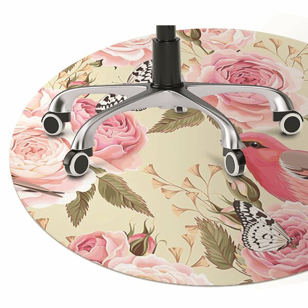 Tapis protection sol Oiseaux fleurs papillons