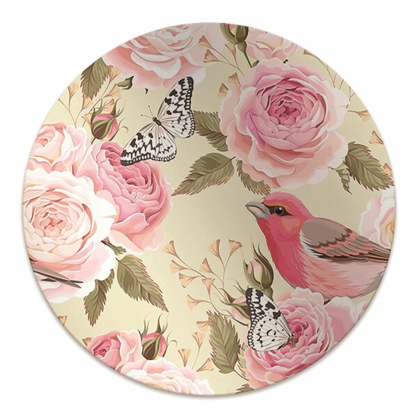 Tapis protection sol Oiseaux fleurs papillons