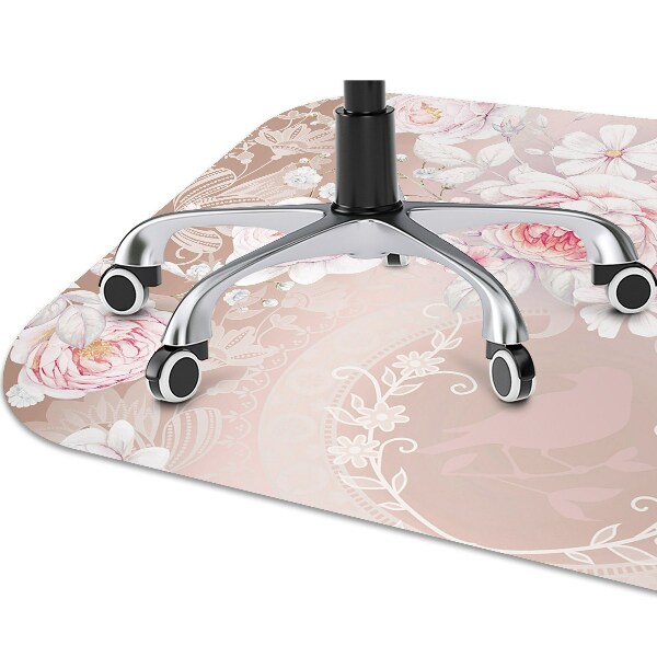 Tapis pour chaise de bureau roses blanches