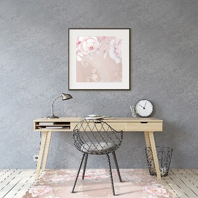 Tapis pour chaise de bureau roses blanches