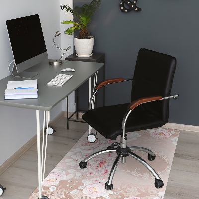 Tapis pour chaise de bureau roses blanches