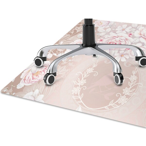 Tapis pour chaise de bureau roses blanches