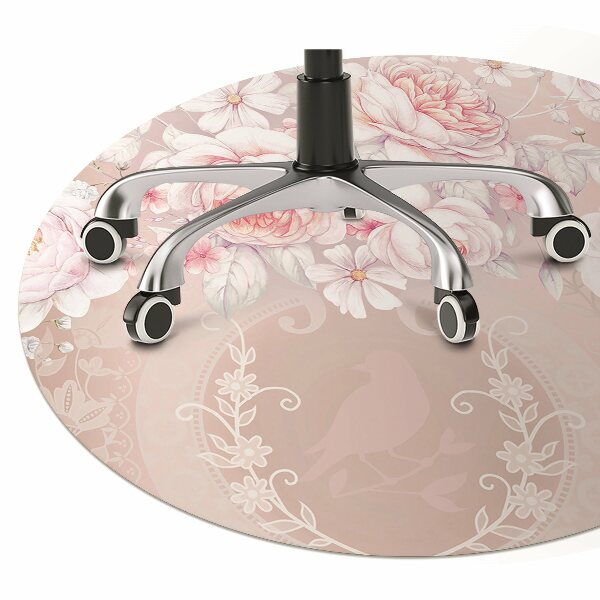 Tapis pour chaise de bureau roses blanches