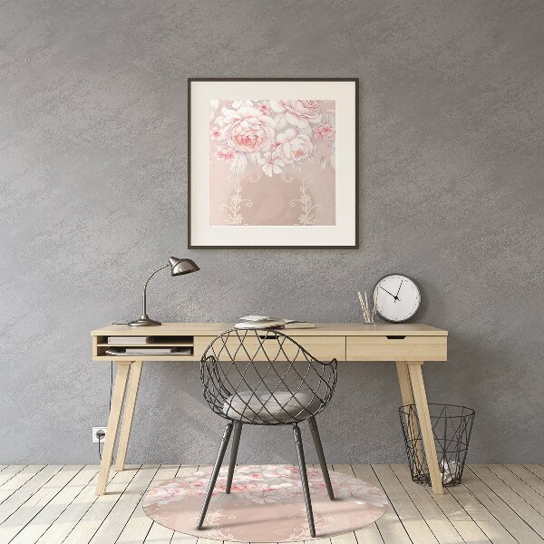 Tapis pour chaise de bureau roses blanches
