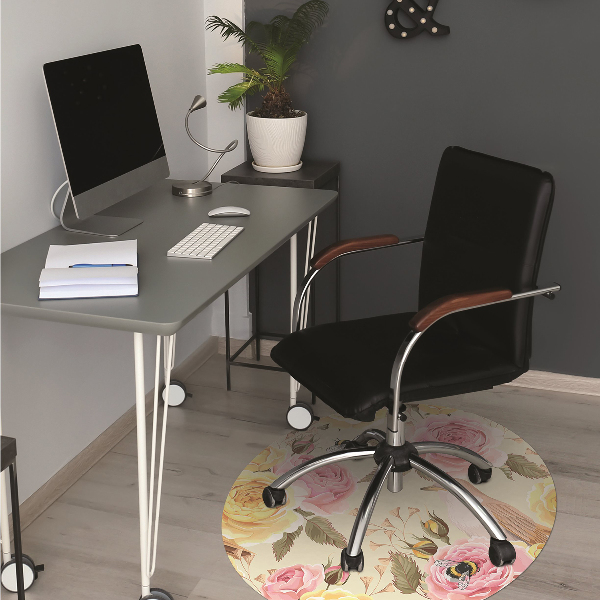 Tapis de chaise Oiseaux et roses
