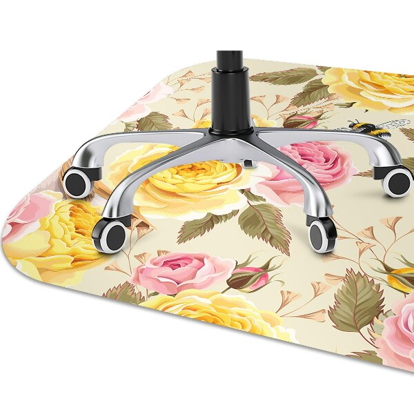 Tapis de chaise Oiseaux et roses