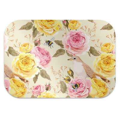 Tapis de chaise Oiseaux et roses