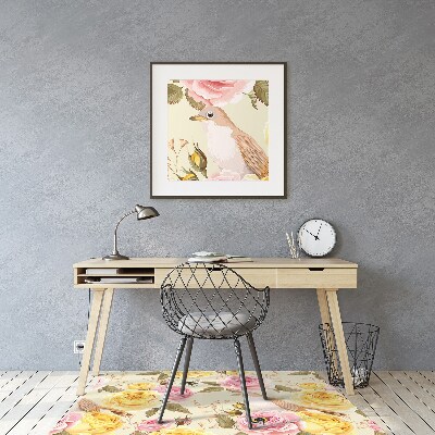 Tapis de chaise Oiseaux et roses