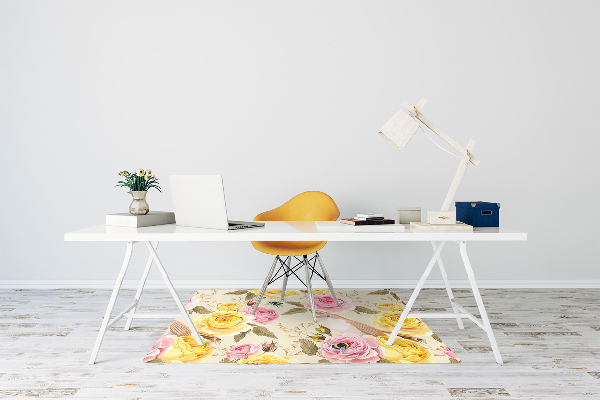 Tapis de chaise Oiseaux et roses