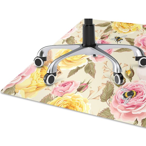 Tapis de chaise Oiseaux et roses