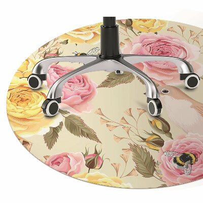 Tapis de chaise Oiseaux et roses