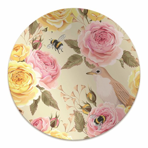 Tapis de chaise Oiseaux et roses
