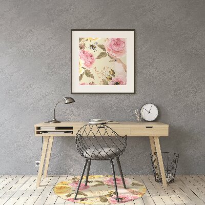 Tapis de chaise Oiseaux et roses