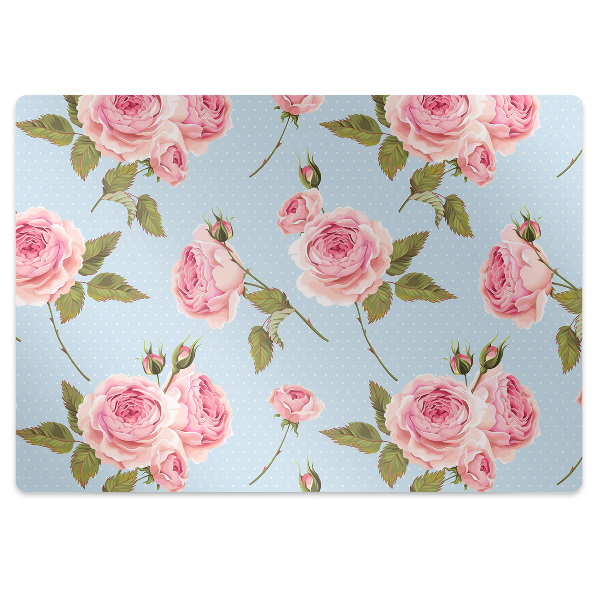 Tapis bureau Roses avec des feuilles