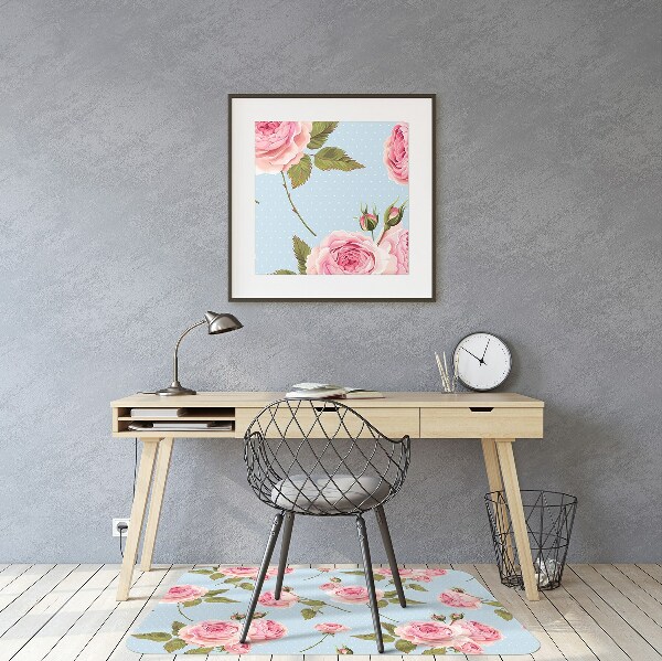 Tapis bureau Roses avec des feuilles