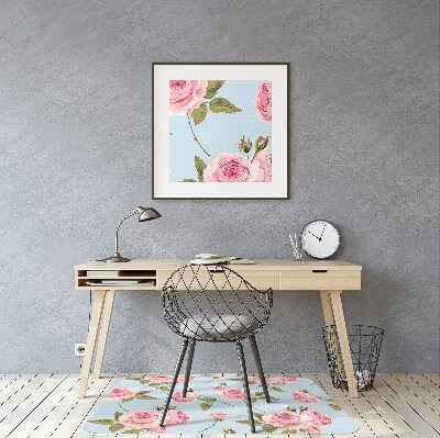 Tapis bureau Roses avec des feuilles