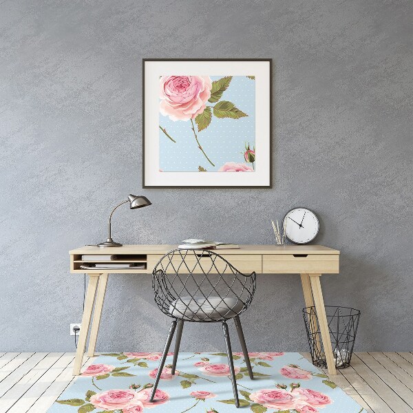 Tapis bureau Roses avec des feuilles