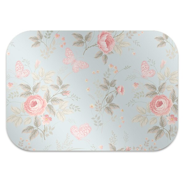 Tapis bureau Roses et papillons